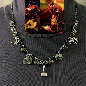 "Hephaestus: God of Design" Vulcan Greek Roman Mythology Handmade Necklace, Fire